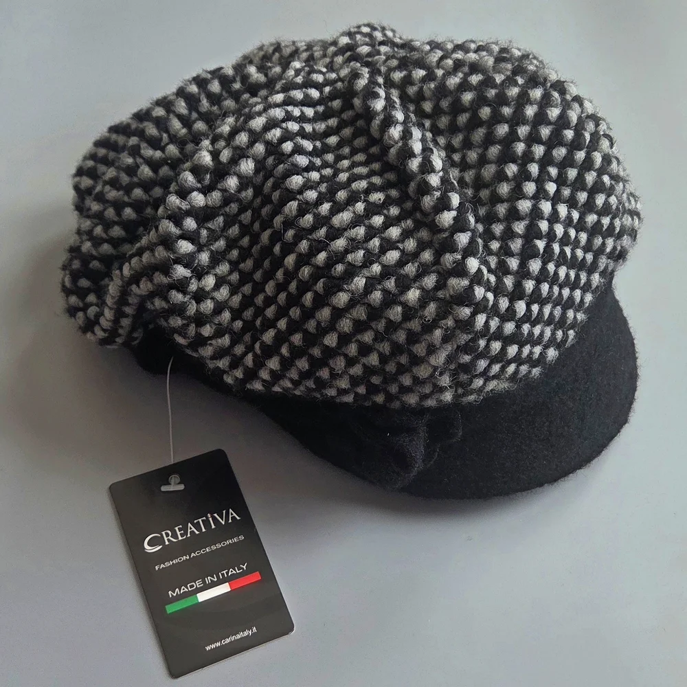 CREATIVA Wool Newsboy Gatsby Hat With Flower